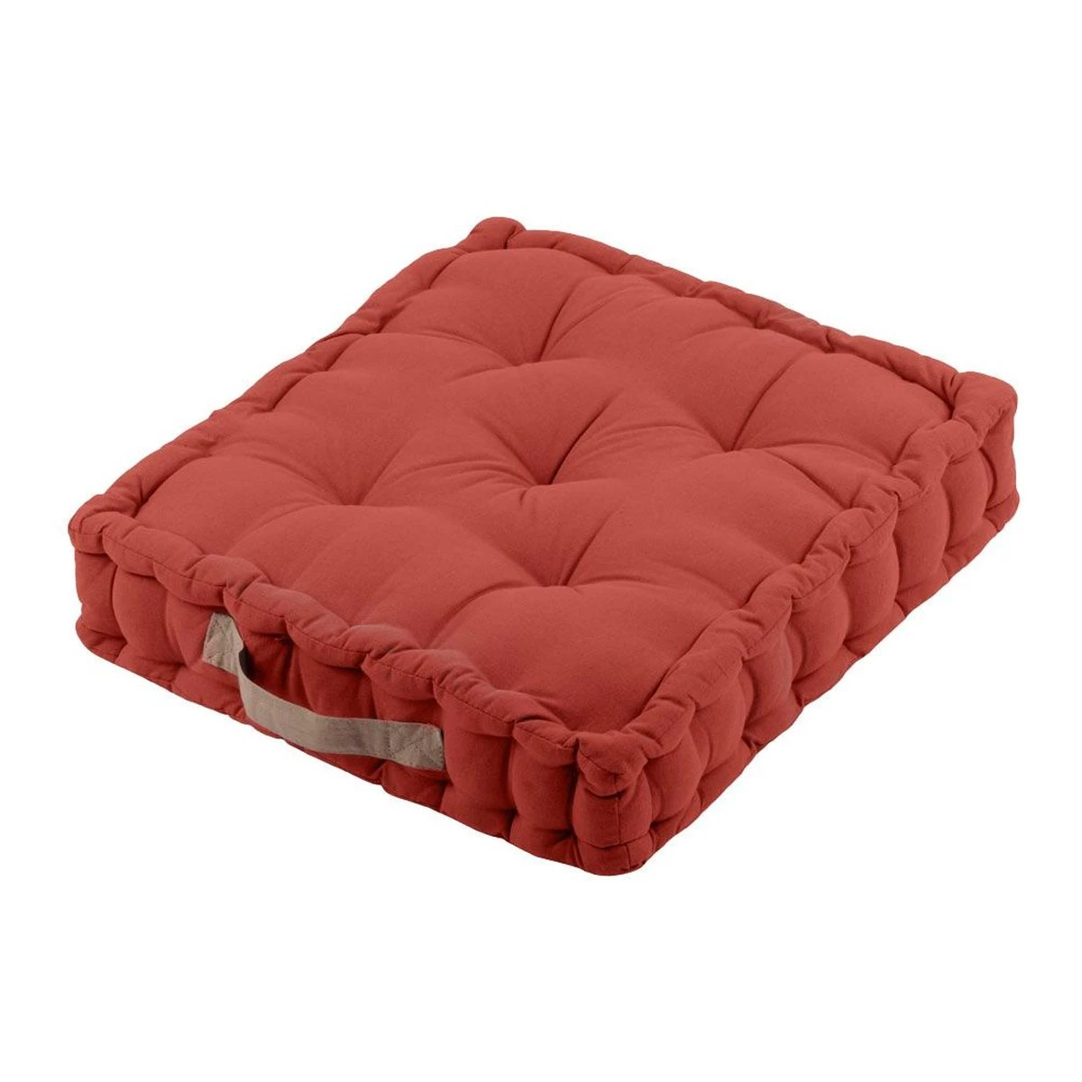 Coussin De Sol Uni En Coton 45 X 45 X 10 Cm Terracotta Et Lin – Image 2