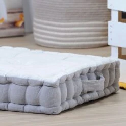 Coussin De Sol Louison Gris Perle En Coton 45 X 45 X 10 Cm