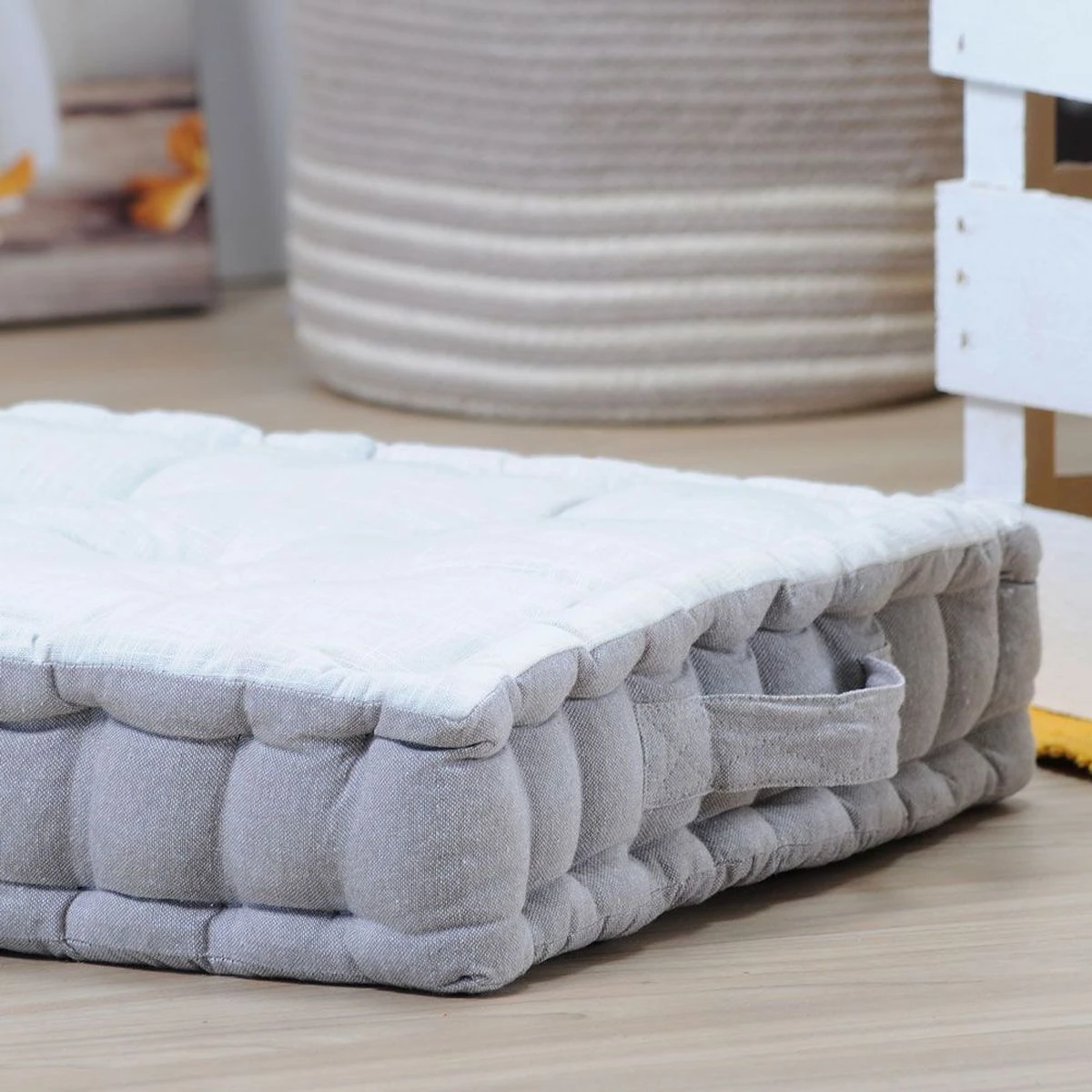 Coussin De Sol Louison Gris Perle En Coton 45 X 45 X 10 Cm