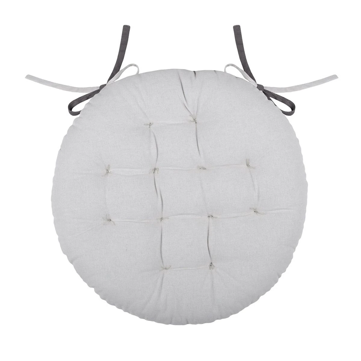 Galette De Chaise Ronde Bicolore Gris Et Perle 38 Cm