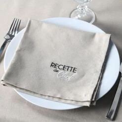 2 Serviettes De Table En Coton - Assorties Lin Et écru