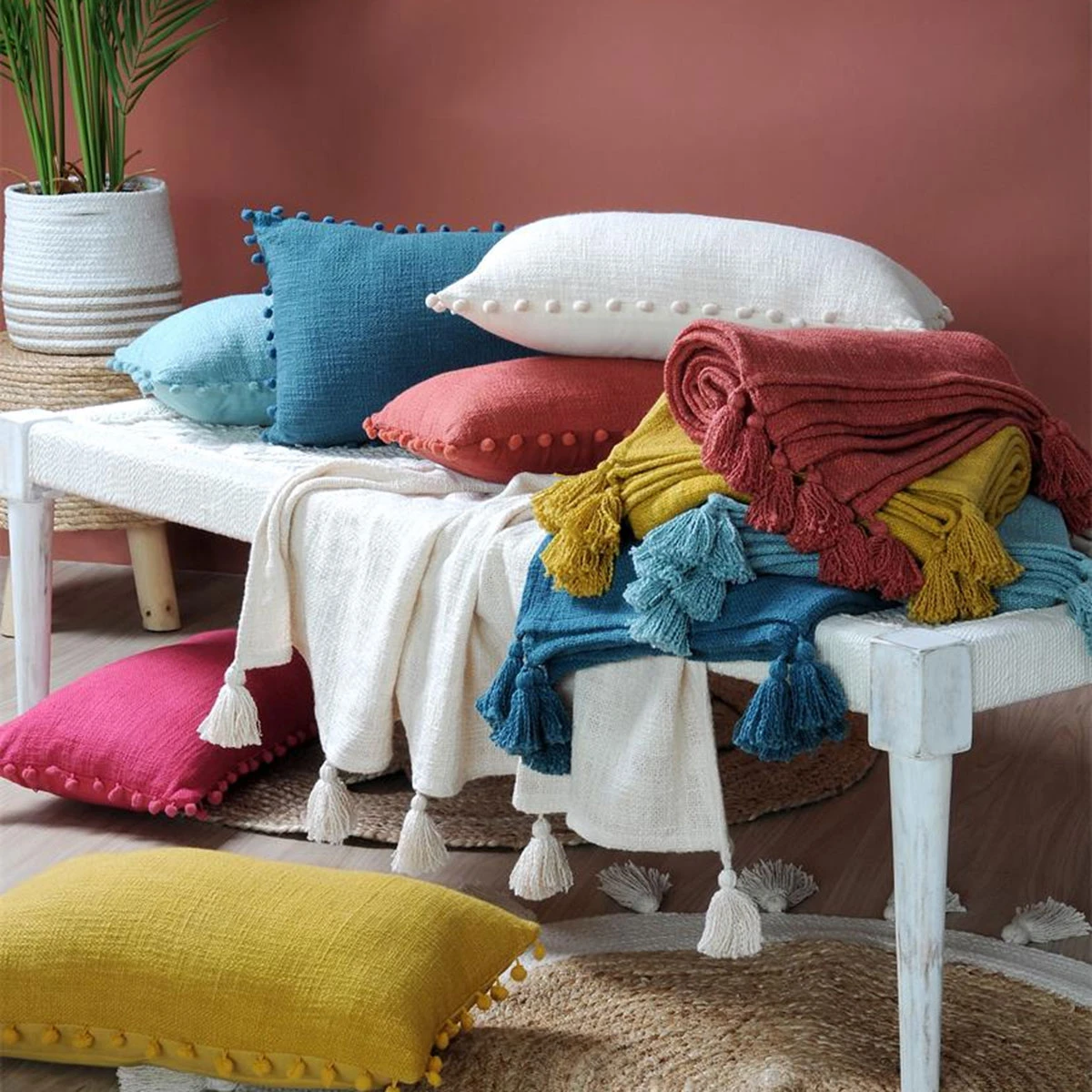 Plaid Jeté De Canapé En Coton Sanchez 125 X 150 Cm - Naturel