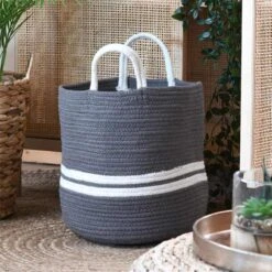 Panier Ou Cache-pot Guam Gris 30 Cm