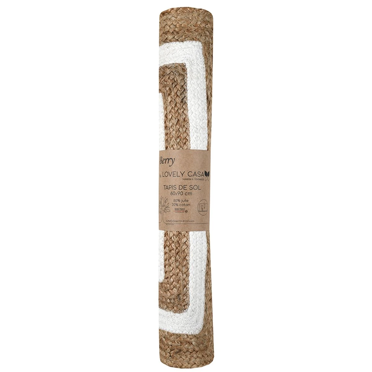 Tapis Ethnique 60 X 90 Cm En Jute - Ecru – Image 2