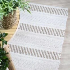 Tapis Jarvis Blanc Et Beige En Coton Et Jute 60 X 90 Cm