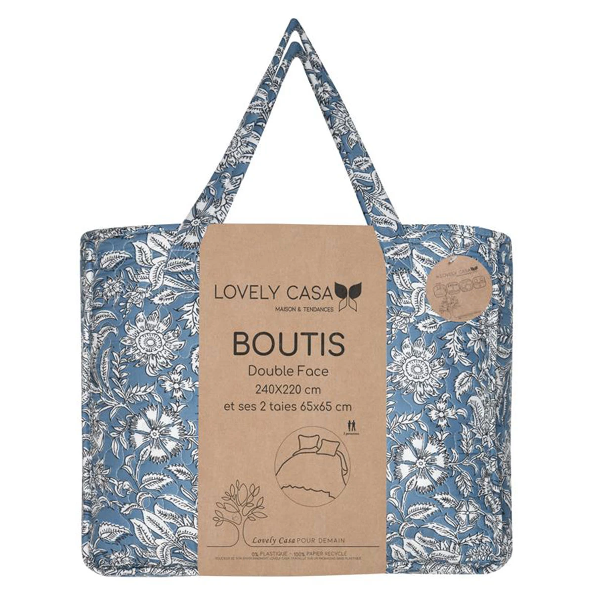 Couvre Lit Boutis Et 2 Taies Volant Julianne Bleu – Image 2