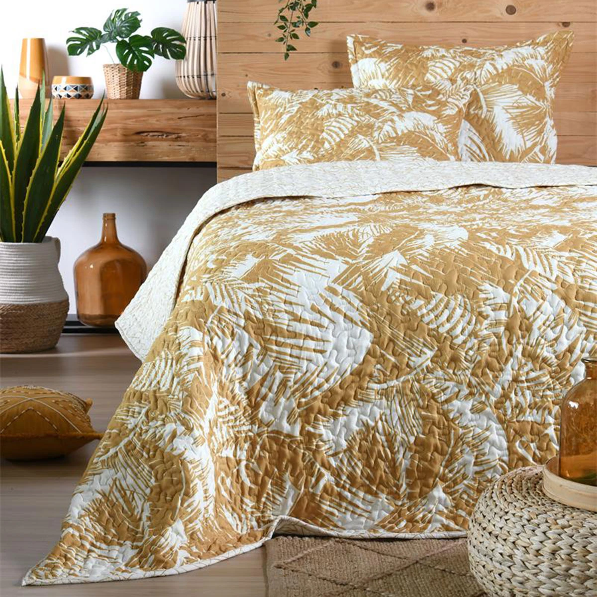 Couvre Lit Boutis Et 2 Taies Volant Bamako Moutarde