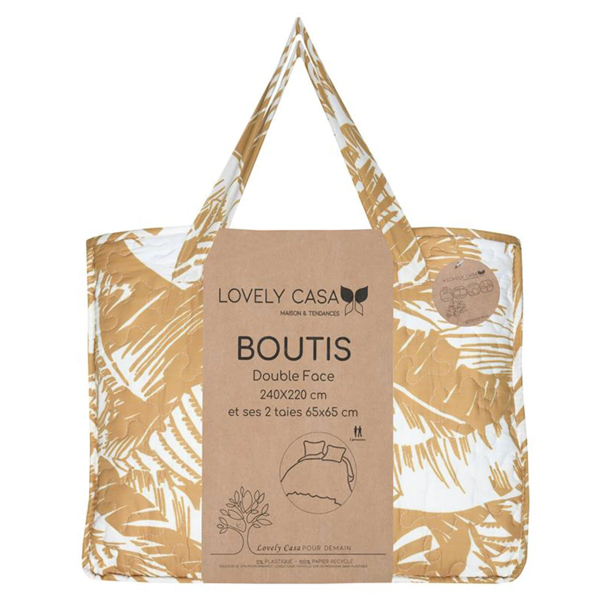 Couvre Lit Boutis Et 2 Taies Volant Bamako Moutarde – Image 2