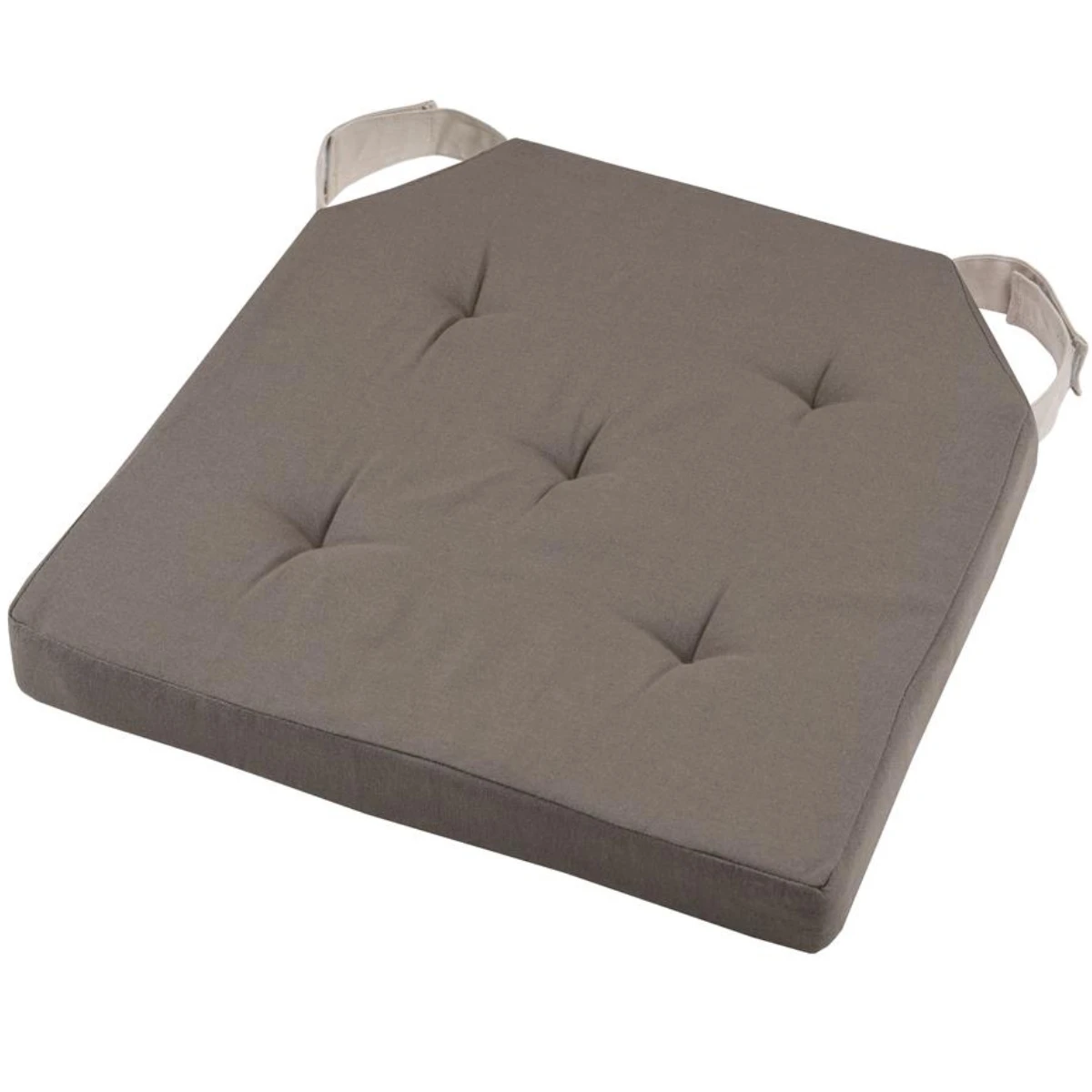 Galette De Chaise Réversible Taupe Et Lin En Coton 38 X 38 Cm – Image 2