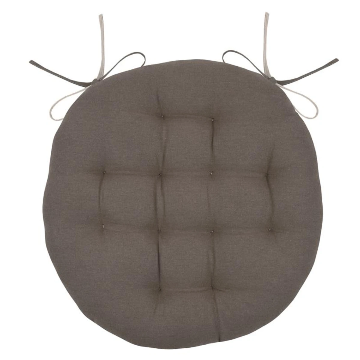 Galette De Chaise Ronde Bicolore Taupe Et Lin 38 Cm – Image 2