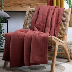 Plaid Et Jeté De Canapé Coline En Double Gaze De Coton 150 Cm