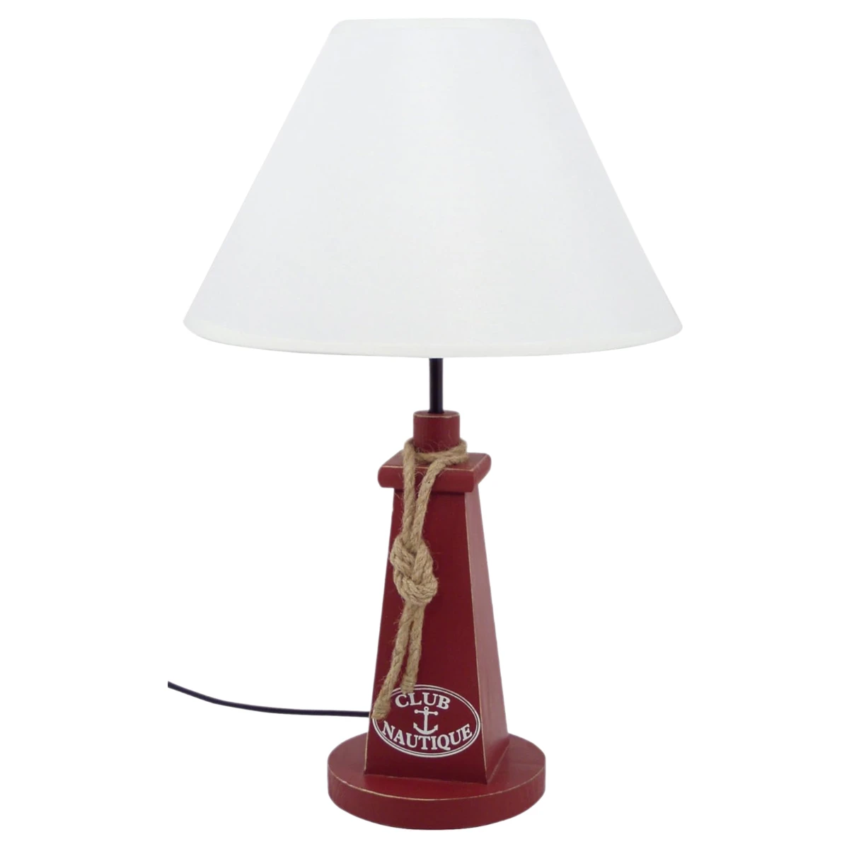 Lampe Phare Maritime En Bois Rouge 48 Cm – Image 3