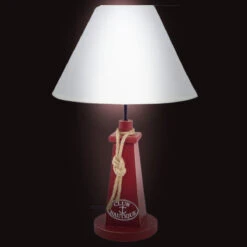 Lampe Phare Maritime En Bois Rouge 48 Cm