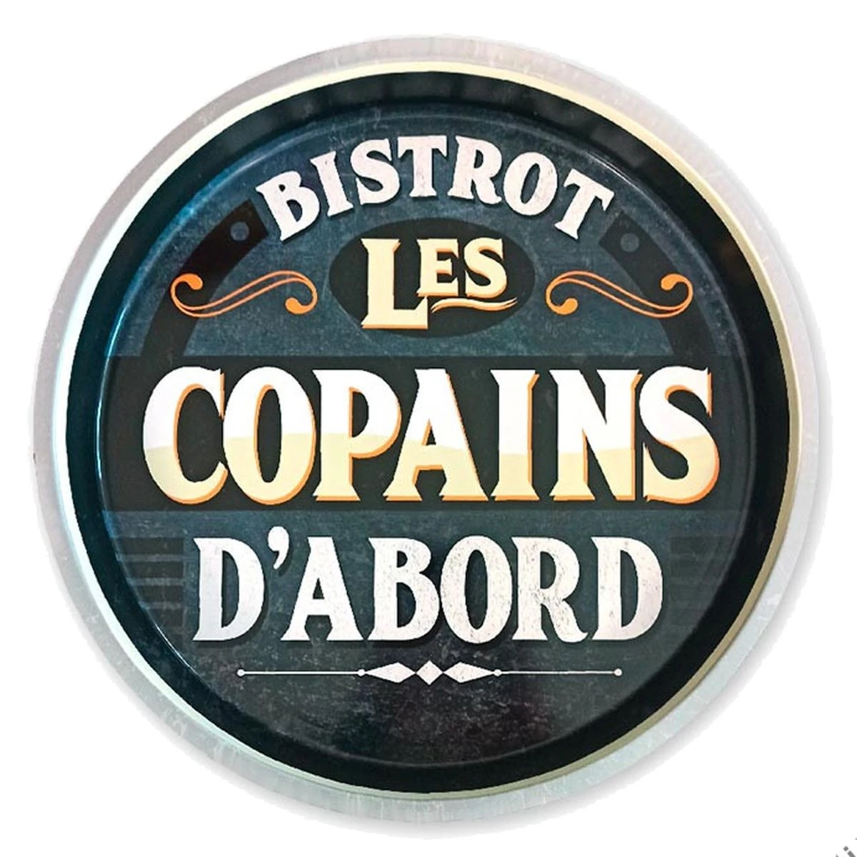 Plateau Bistrot Les Copains - Rond En Métal 33 Cm