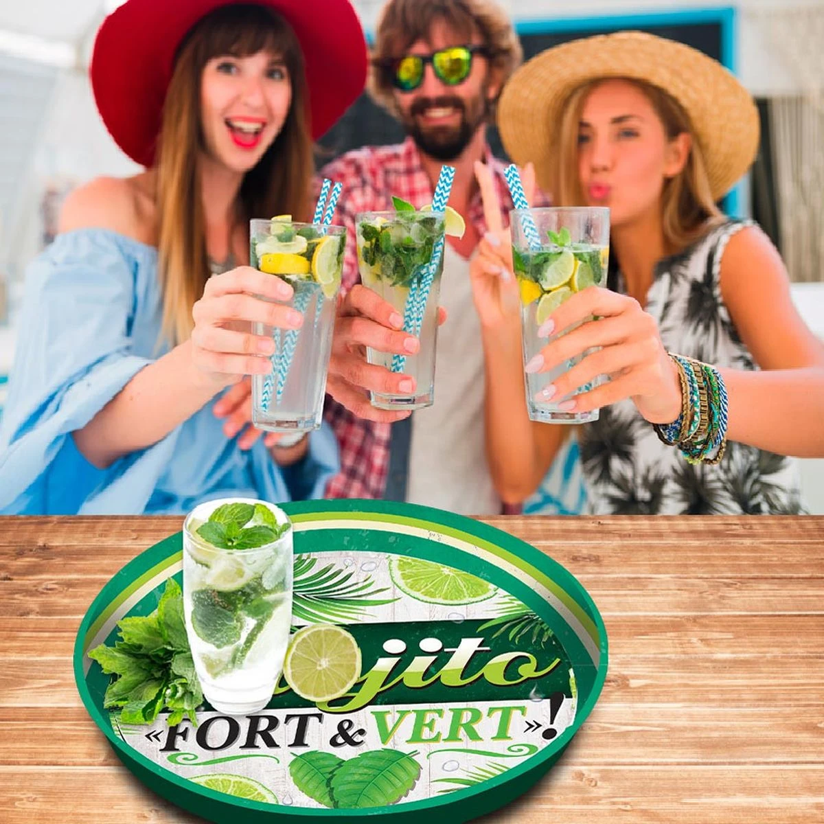 Plateau Mojito Fort Et Vert - Rond En Métal 33 Cm – Image 2