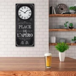 Horloge Rétro En Bois 70 Cm - Place De L'apéro