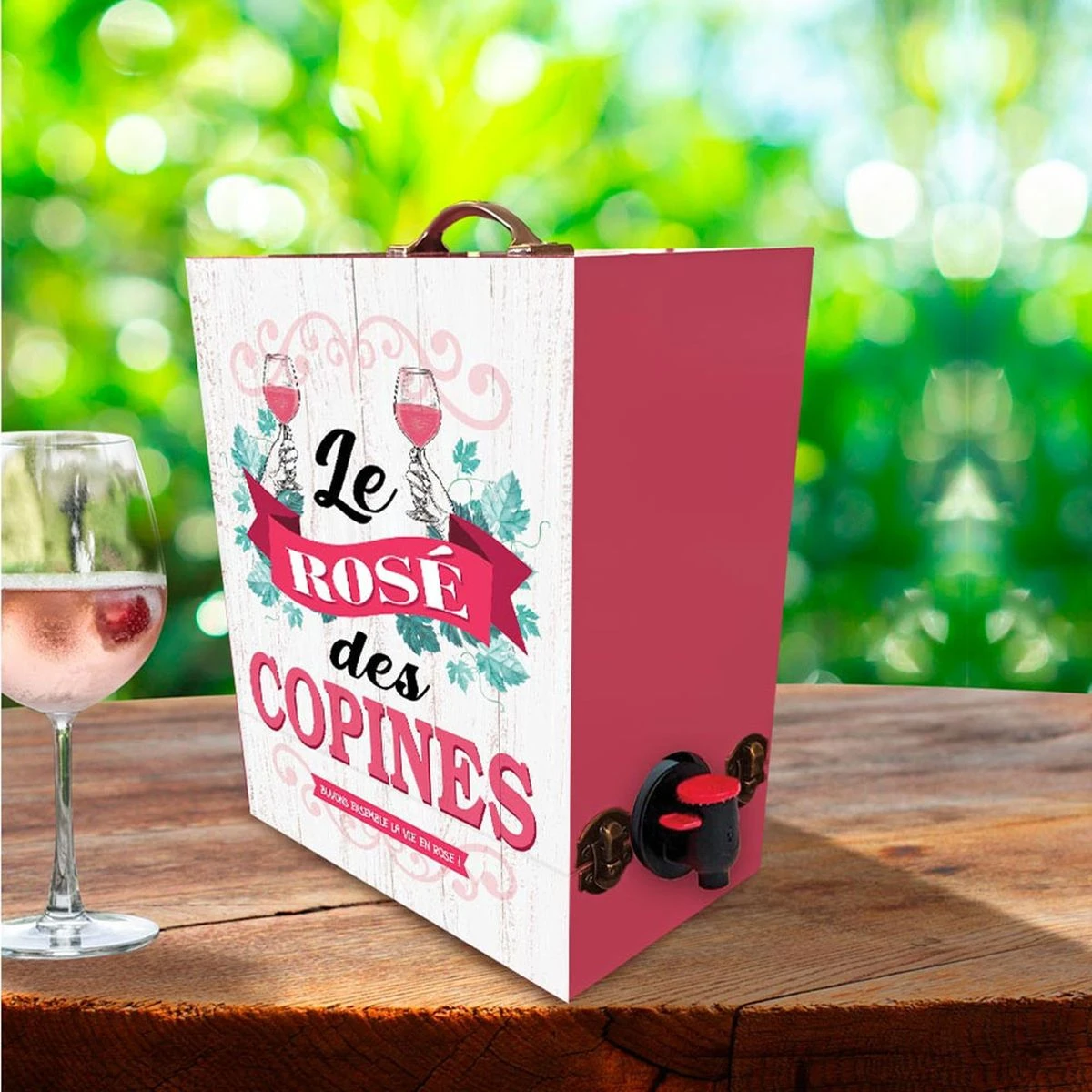 Porte Cubi En Bois - Le Rosé Des Copines - 3 Litres