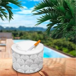 Cendrier Marocain Ginkgo - Gris Et Blanc