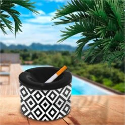 Cendrier Marocain Losanges - Noir Et Blanc