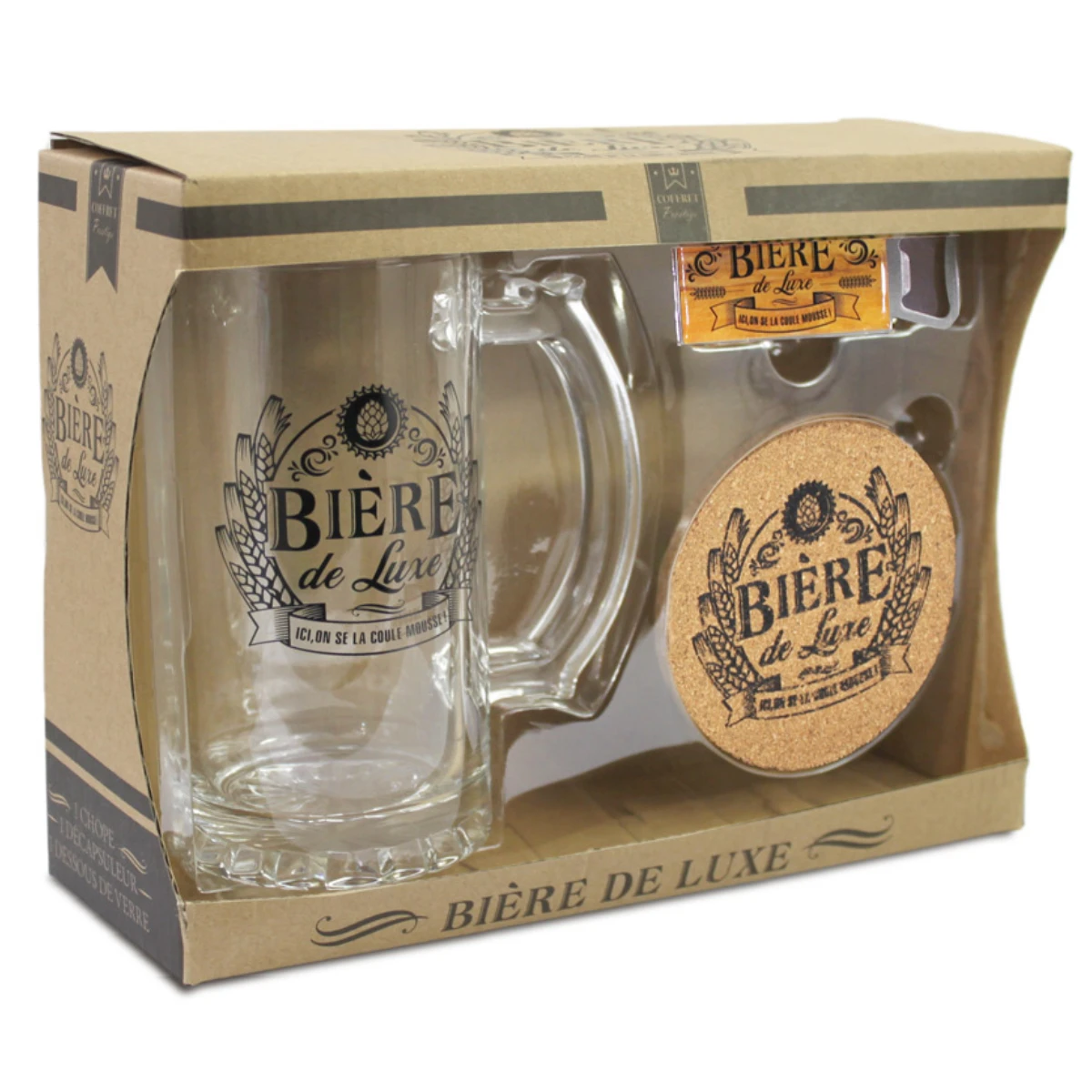Coffret Cadeau Verre à Bière, Dessous De Verre Et Décapsuleur – Image 2