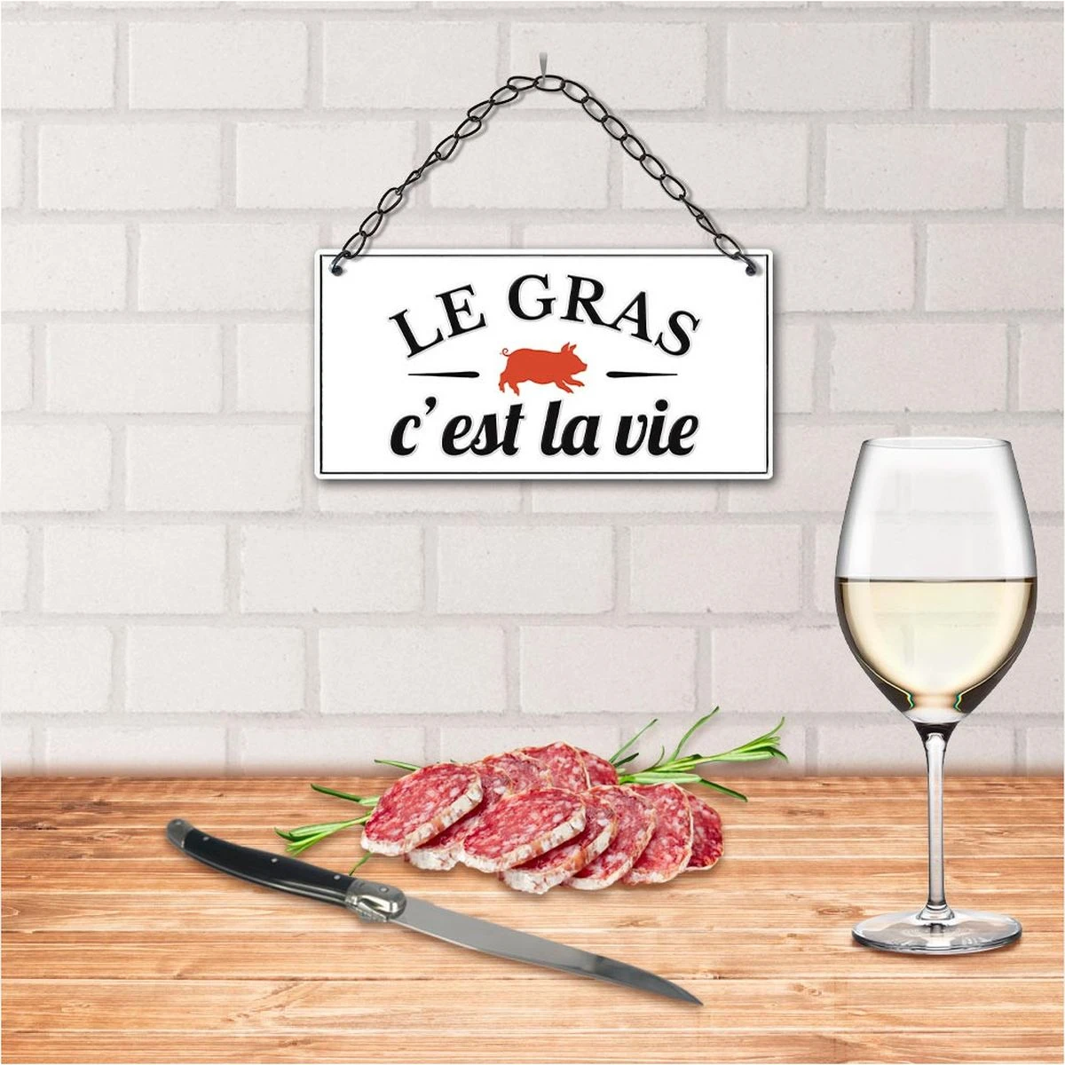 Plaque Décorative Relief En Métal - LE GRAS C'EST LA VIE