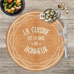 Set De Table Rond En Toile De Jute - La Cuisine Le Bonheur