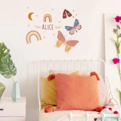 Sticker Mural Chambre D'enfant Avec Prénom - Papillons