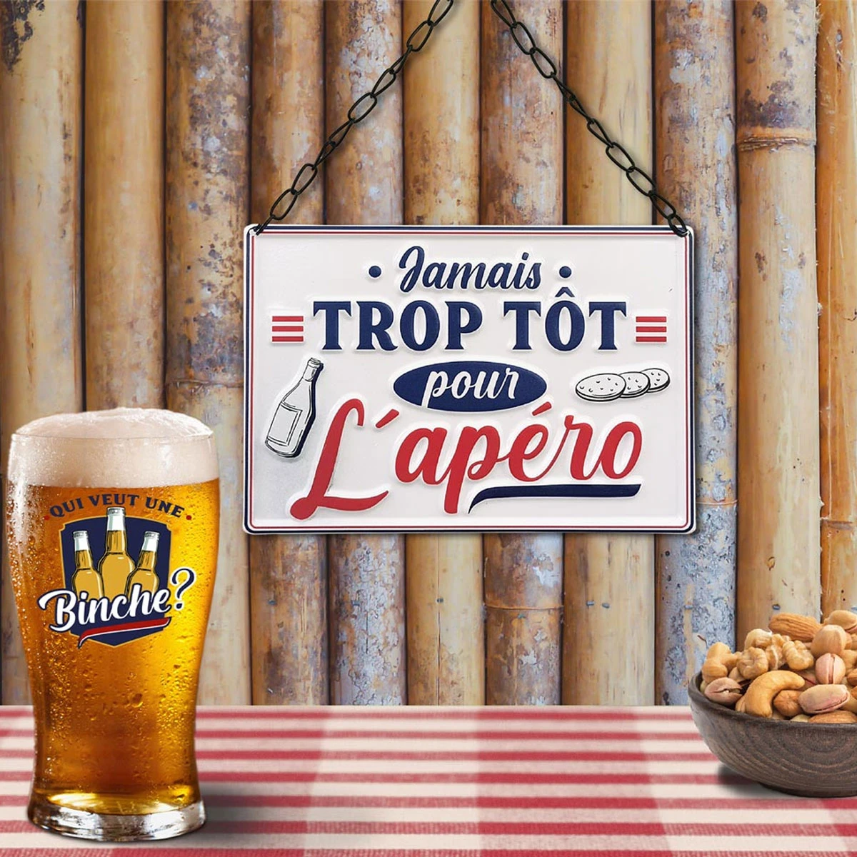 Plaque Décorative Relief En Métal Jamais Trop Tôt Pour L'apér