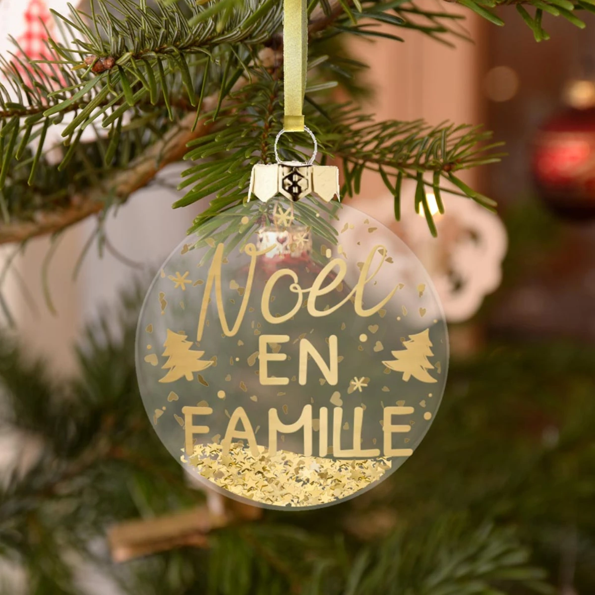 Boule De Noël - Ornement De Sapin Noël En Famille - 7 Cm