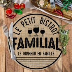 Set De Table Rond En Toile De Jute - Le Petit Bistrot Familial