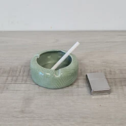 Cendrier En Céramique Vert Feuilles De Palmier