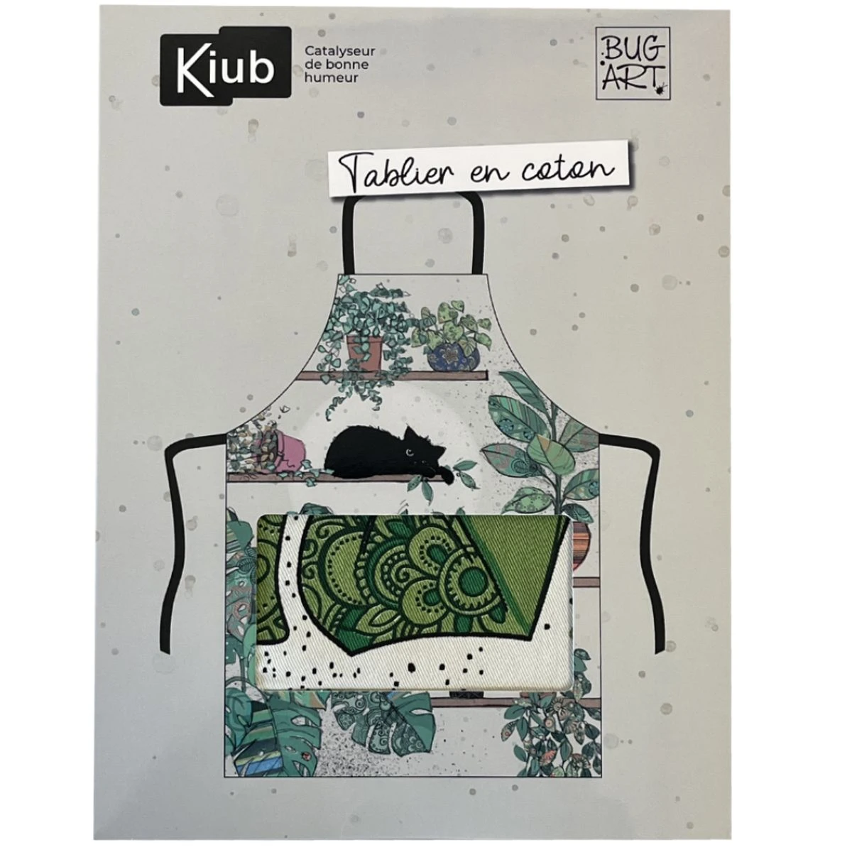 Tablier Pour Adulte En Coton Chat Dans Les Plantes Par Kiub