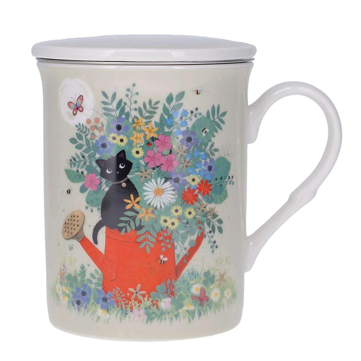 Tisanière En Porcelaine Avec Infuseur Chaton Sur L'arrosoir