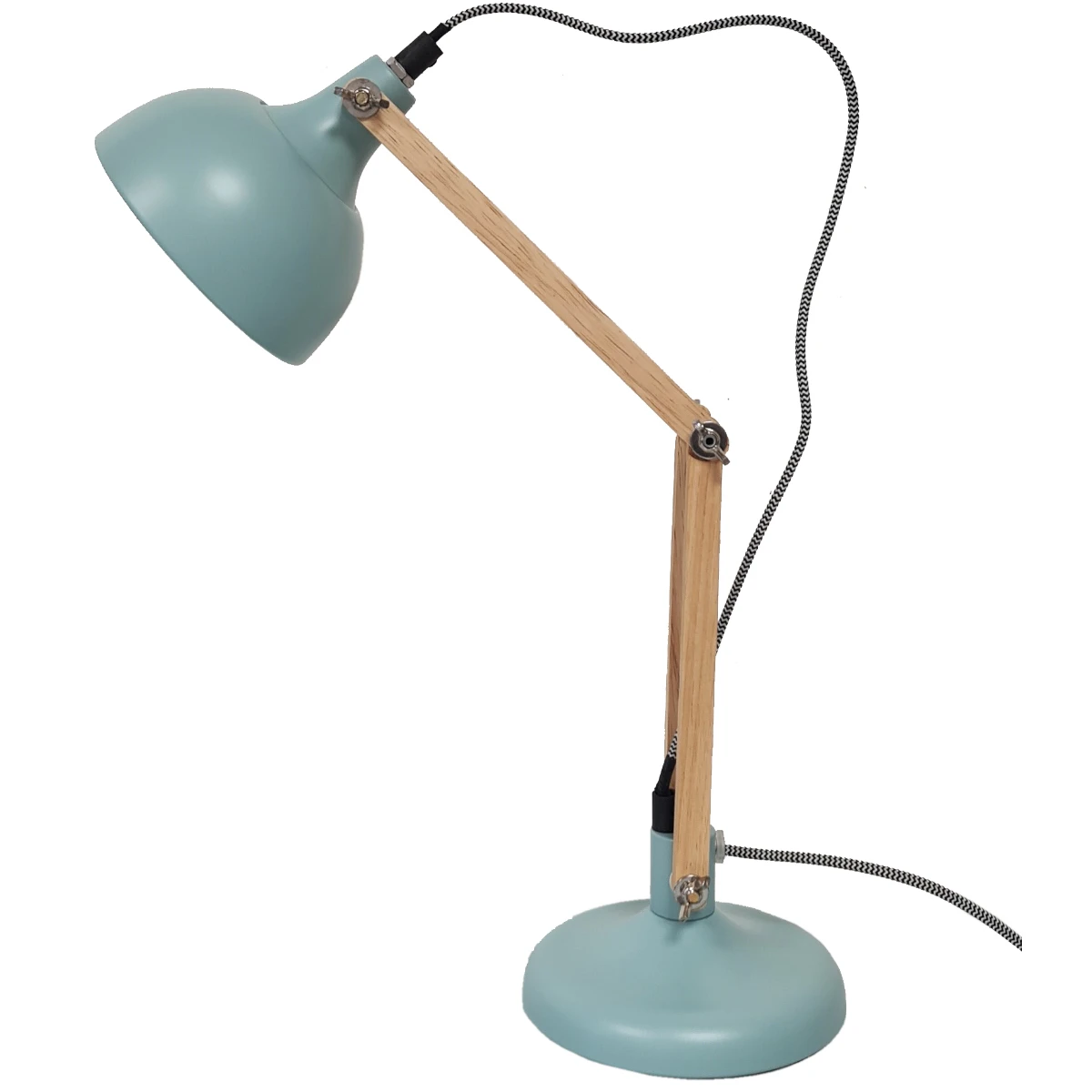Lampe De Table Baby Blue Et Bois Et Métal 42 Cm – Image 2