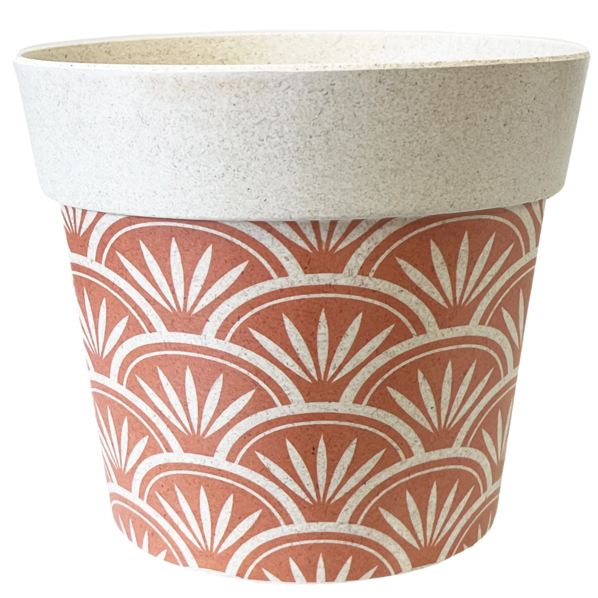 Cache Pot En Fibre De Bambou - Beige Et Orange - 15.5 Cm – Image 2