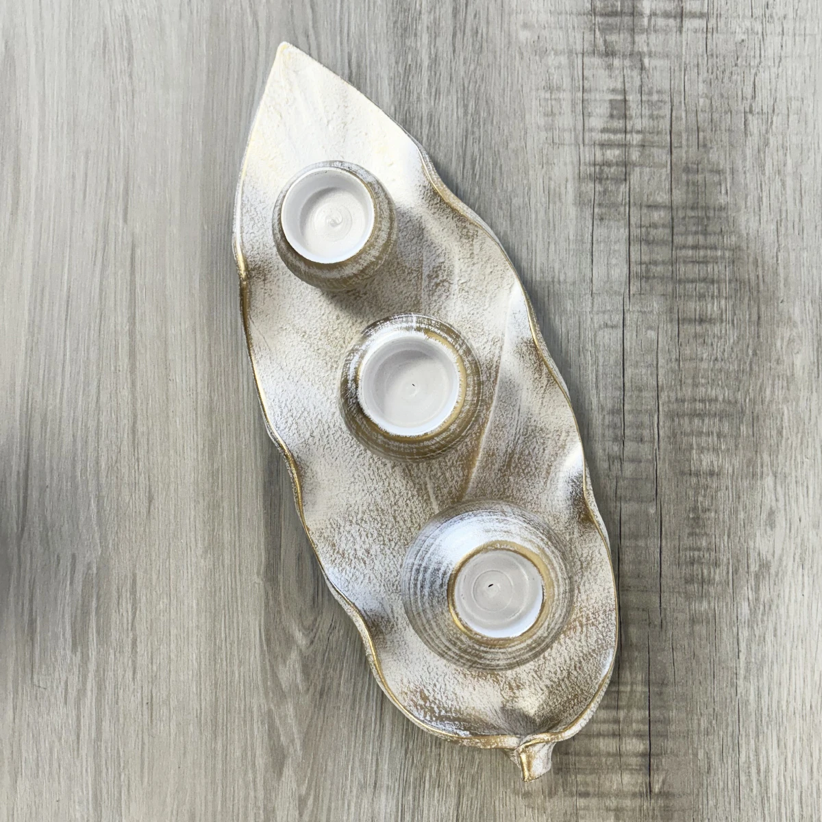 Feuille Décorative Avec 3 Photophores 44 Cm