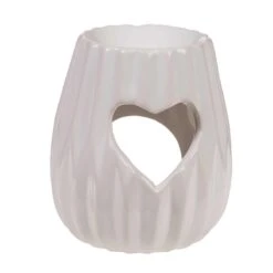Brûleur Aromatique Coeurs En Céramique Blanche 10 Cm