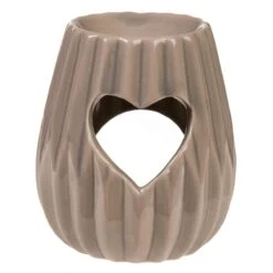 Brûleur Aromatique Coeurs En Céramique Taupe 10 Cm