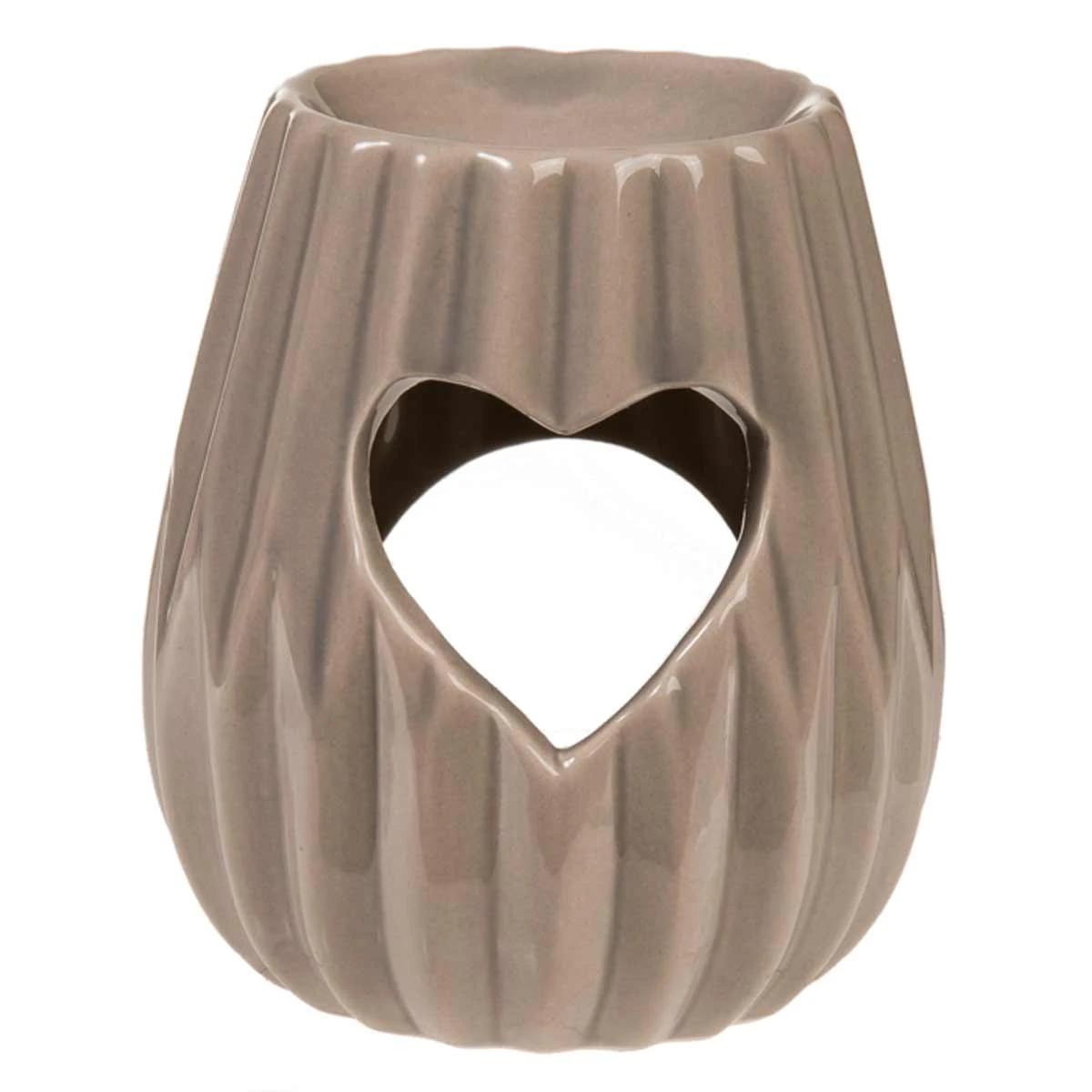 Brûleur Aromatique Coeurs En Céramique Taupe 10 Cm