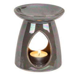 Brûleur Aromatique Gris Nacré En Céramique 13 Cm