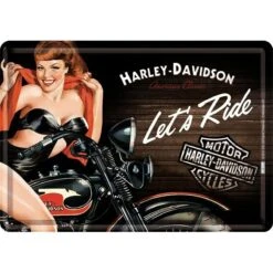 Carte Postale Plaque Métal Harley Davidson Let's Ride