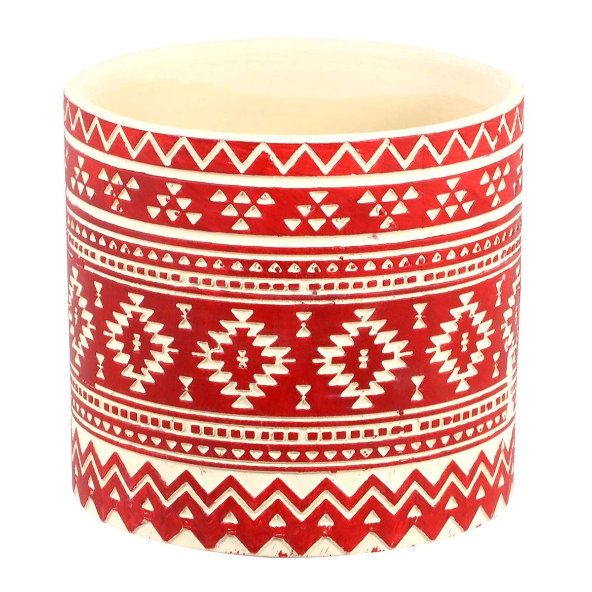 Mini Cache Pot Mexi Aztèque En Céramique 6.5 Cm - Rouge – Image 2