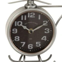 Horloge Hélicoptère Vintage En Métal Vieilli 20 Cm