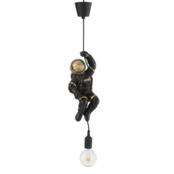 Lustre Singe Astronaute En Résine Noire 37 Cm