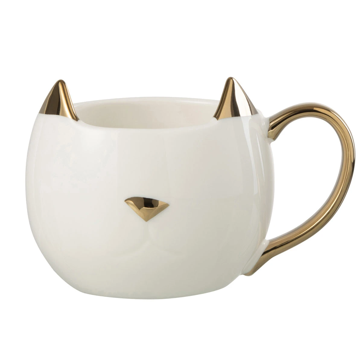 Coffret Cadeau 2 Mugs Chats En Porcelaine Blanche Et Or