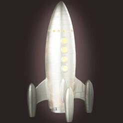 Grande Lampe Fusée Argent Patiné 43 Cm