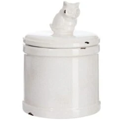 Jarre à Biscuits Hibou Aspect Brocante 16 Cm