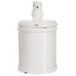 Jarre à Biscuits Hibou Aspect Brocante 20 Cm