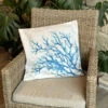 Housse De Coussin Beige En Polylin Corail Bleu 45 X 45 Cm