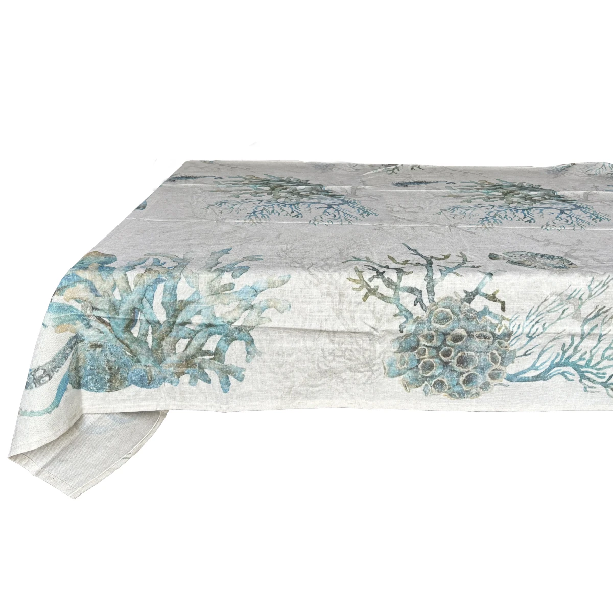 Nappe Imprimée En Polylin Enduit Corail Bleu 160 X 160 Cm – Image 2
